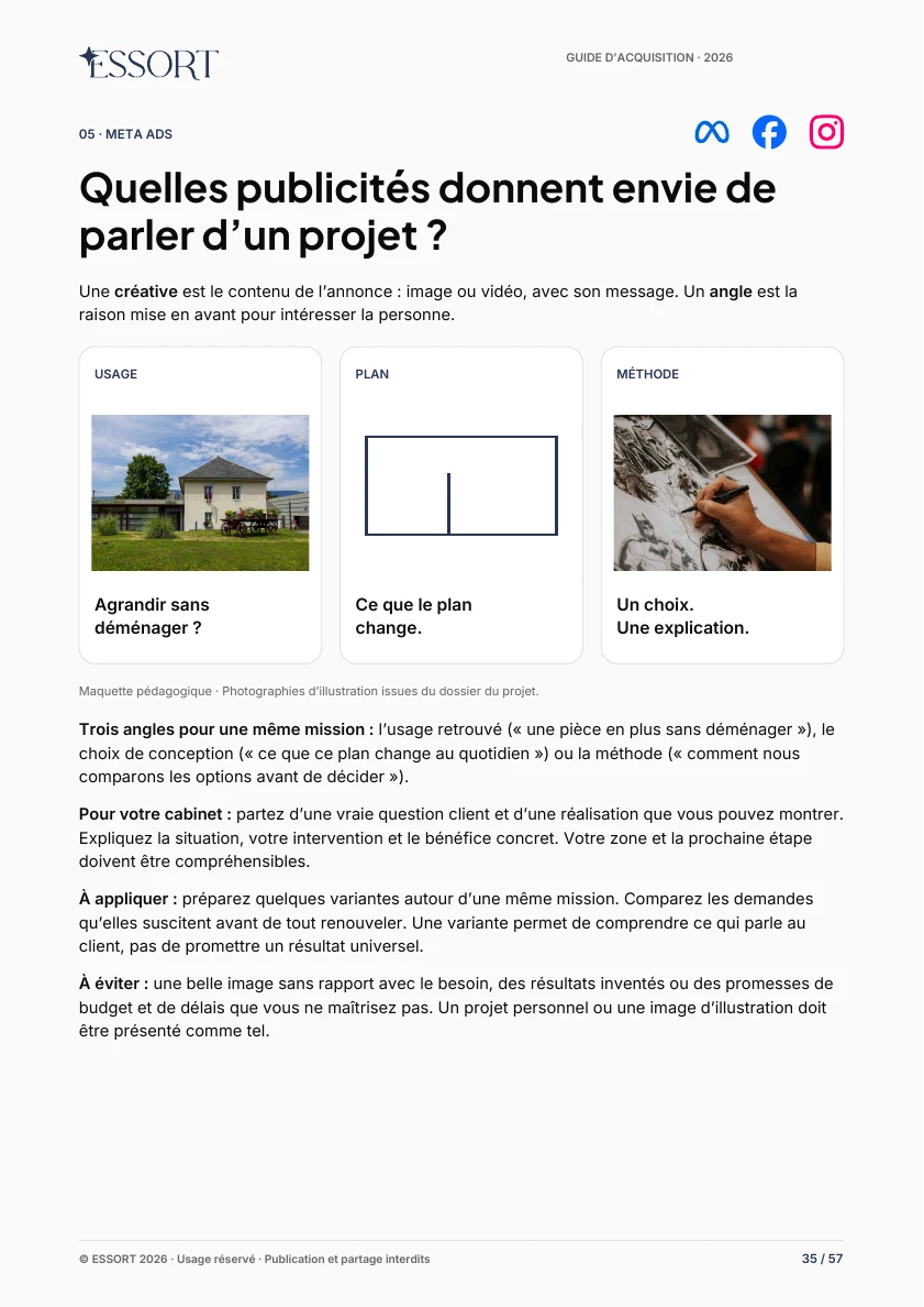 Extrait réel du guide, page 35 : Montrer votre savoir-faire